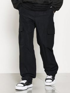 Straight Fit Cargo Pant Black Casual   Woven Fabric Plain Straight Leg Non-Stretch  Men Clothing, size features are:Bust: ,Length: ,Sleeve Length: Black Cargos Men, Cargo Pants Men Black, Mens Black Dress Pants, Oc Clothes, Casual Chinos, Black Pants Men, Black Cargo Pants, Work Trousers, Outdoor Pants