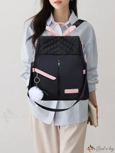 BirdinBag - Versatile and Stylish Multi-Pocket Backpack with Pendant Detailing Softback Bags With Pockets For Students, Multifunctional Shoulder Bag With Anti-theft Pocket For School, Multifunctional Rectangular Backpack With Pockets, Trendy Backpack With Pockets, Student Backpack With Pockets, Rectangular, Student Backpack With Pockets, Trendy Standard Backpack With Pockets, School Backpack With Anti-theft Pocket, Rectangular Student Backpack With Pockets