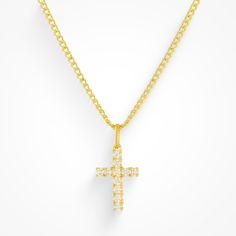 Blessing you with this must-have necklace. Perfect to wear with any outfit, this CZ stone-encrusted cross on a dainty chain can be paired with the Don’t Cross Me Huggies for a match made in heaven. Cross Necklace Simple, Jewel Necklace, Gold Cross Necklace, The Don, Made In Heaven, Pretty Necklaces, Cute Necklace, Match Making, Gold Cross