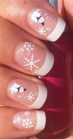 Snowman Nail Art, Xmas Nail Art, Beautiful Nail Polish, Water Nails, Snowflake Nail Art, Fingernail Designs