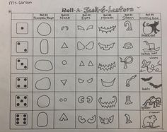 a sheet that has different types of halloween symbols on it