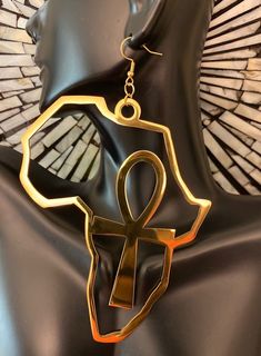 Afrofuturism Jewelry, Symbol Earrings, Ankh Symbol, Africa Map, Dangling Earrings, Buy Gold, Full Circle, Ethnic Jewelry, Cultural Heritage