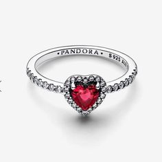 Pandora Elevated Red Heart Ring 198421c02-58 Red Heart Ring For Valentine's Day, Classic Red Rings For Valentine's Day, Red Heart Cut Heart Ring For Anniversary, Red Heart Cut Ring For Anniversary, Red Heart Ring For Valentine's Day Promise, Classic Red Heart Cut Rings, Valentine's Day Red Heart Ring, Pandora Red Heart Ring, Classic Red Heart Ring For Wedding