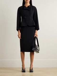 Skirt Office Outfit, Hedda Gabler, Skirt Office, Couture Skirts, Perfect Jacket, Work Fits, Summer Style Guide, Flat Dress Shoes, Smart Outfit