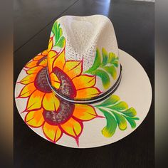 New Without Tags. From Cancun Mexico 100 % Natural Fiber Hand Painted Floral Design By Artisan Communities. Smoke / Pet Free Home *** Please Look Closely At All Pics For More Details Yellow Wide Brim Straw Hat In Toquilla Straw, Yellow Wide Brim Toquilla Straw Hat, Yellow Sun Hats For Spring, Handmade Yellow Wide Brim Straw Hat, Hand Painted Wide Brim Sun Hat For Summer, Summer Wide Brim Hand Painted Straw Hat, Hand Painted Wide Brim Straw Hat For Summer, Yellow Bohemian Straw Hat With Short Brim, Bohemian Yellow Straw Hat With Short Brim