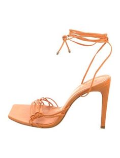 Schutz Leather SandalsOrangeWrap-Around Straps & Tie ClosuresDesigner Fit: This designer typically runs true to size.Unfortunately, due to restrictions, this item may not be eligible for shipping in all areas. Brown Ankle Tie Sandals With Wrapped Heel, Spring Strapped Sandals With Wrapped Heel, Adjustable Ankle Strap Sandals In Orange, Adjustable Ankle Strap Orange Sandals, Elegant Orange Beach Sandals, Designer Orange Sandals For Party, Orange Leather Sandals With Wrapped Heel, Orange Strappy Sandals With Heel Strap, Summer Orange Sandals With Wrapped Heel