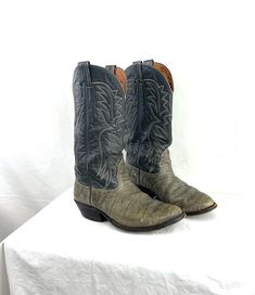 "Nice vintage cowboy boots!  These boots are in good vintage condition. Made in the USA Nocana brand.  I can't quite make out a size 8E?  Hard to tell... see measurements Measures: total height: 14 1/2\" heel height: ~1 3/4\" heel to toe: ~11 1/4\" sole ball of foot: 4\"" Cowboy Vintage, Vintage Cowboy Boots, Classic Grey, Construction Work, Vintage Cowboy, Waterproof Hiking Boots, Cowboy Western, Cow Boy, Western Cowboy Boots