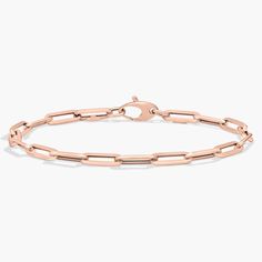 Graceful paperclip links add dimension to this 14k rose gold bracelet, while its slim profile makes it an ideal accessory for wearing daily or for pairing with other charms. Timeless Rose Gold Chain Bracelet For Everyday, Classic Rose Gold Bracelets With Solid Link Construction, Timeless Rose Gold Tarnish-resistant Chain Bracelet, Classic Rose Gold Chain Bracelet, Tarnish Resistant, Luxury Rose Gold Chain Bracelet For Everyday, Modern 14k Rose Gold Chain Bracelet, Luxury Everyday Rose Gold Chain Bracelet, Modern Rose Gold 14k Chain Bracelet, Everyday Luxury Rose Gold Chain Bracelet