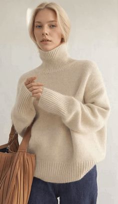 Best Seller 100% Merino Wool Turtleneck Sweater - sweater by The Nichole Collection Womens Turtleneck Sweaters, Baggy Turtleneck Sweater, Merino Wool Sweater Women, Chunky Turtleneck Sweater Outfits, Turtleneck Sweaters Women, Barbara Martelo, Timeless Sweater, Autumn Sweater, Wool Turtleneck Sweater