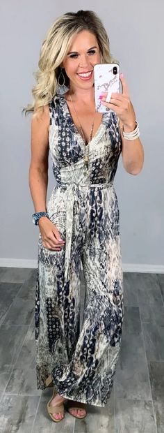 This Jumpsuit is Amazing its the things dreams are made of fall perfect for easy mom style or dress it up for work! Great Layering during the transitional weather. #fallfashion #momstyle #styleinspo #affordablefashion Sleeveless Stretch Printed Bodysuit, Fitted Printed V-neck Jumpsuits And Rompers, Printed Stretch Sleeveless Bodysuit, Elegant Printed Jumpsuits And Rompers For Summer, Printed Summer Jumpsuits And Rompers, Elegant Printed Summer Jumpsuits And Rompers, Trendy Sleeveless Printed Bodysuit, Trendy Printed Sleeveless Bodysuit, Summer Printed One-piece Jumpsuits And Rompers