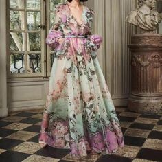 Zuhair Murad 2022, Long Gowns, Chiffon Evening Dresses, Party Dress Long Sleeve, Dress Stores Online, Maxi Dress Online, Zuhair Murad, Puff Sleeve Dresses, Party Dress Long