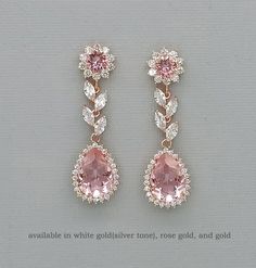 two pairs of pink and white diamond earrings