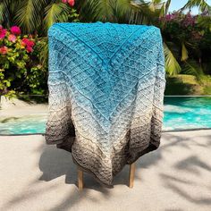 Beautiful handmade shawl. Colors transition from light blue to dark gray. X-large and lightweight. Length (side to side): 78in Length of mid back: 38in #GondorShawl Handmade Shawl, Beach Vibes, Beach Vibe, Shawls And Wraps, Scarf Wrap, Dark Gray, Scarf Accessory, Shawl, Beauty Book