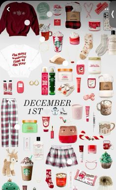 an image of christmas items displayed on a white background with the words december 1st below it