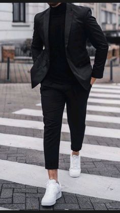 Black Outfit Men, Mens Business Casual Outfits, Mens Fashion Blazer, Dress Suits For Men