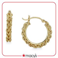 in stock Gift Yellow Gold Hoop Earrings With Gold Chain, Gift Yellow Gold Hoop Earrings, Yellow Gold Hoop Earrings With Gold Chain For Gift, Macy's Small Hoop 14k Gold Jewelry, Macy's 14k Gold Small Hoop Jewelry, Macy's Yellow Gold Hoop Jewelry, Medium Hoop Earrings, Earring Collection, Earrings Collection