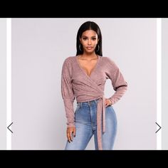 Mauve Long Sleeve Crop Top With Wrap Casual Wrap Top For Party, Fall Wrap Top For Day Out, Fashion Nova Tops, Tops Fashion, Long Sleeve Crop, Fashion Tops, Long Sleeve Crop Top, Body Goals, Fashion Nova