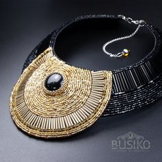 Black & gold set of jewerly for lovers of stunning exclusive. This bib statement necklace is created for those who prefer chic in modern style. Necklace: Closure - lobster claw. There is a chain extension cable that will easily adjust the length of this necklace. The length of the necklace is 17 inch, the extension is 4 inch. Necklace width - 3.5 inch. Materials: Czech beads, Japan beads, Black agate cabochon, beads of different shapes, eco-suede, stainless steel clasp and fittings. Bracelet Handmade Choker Jewelry, Handmade Gold Choker Bib Necklace, Handmade Elegant Beaded Necklaces For Fashion, Handmade Gold Bib Necklace Choker, Handmade Gold Bib Necklace Shaped As A Choker, Handmade Gold Bib Necklace In Choker Style, Unique Handmade Gold Bib Necklace, Handmade Beaded Choker Necklace, Elegant Beaded Chain Jewelry