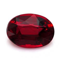 an oval shaped red diamond on a white background with clippings to the side