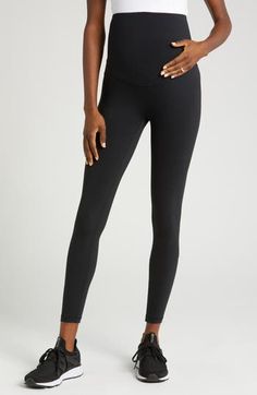 Get ready for your best workout in these full-length leggings crafted with plenty of stretch to keep you moving and grow with you through pregnancy. . 26" length Pull-on style Over-the-bump waistband Drop-in pocket 75% recycled nylon, 25% spandex Hand wash, dry flat Imported Pilates Compression Leggings With Wide Waistband, Compression Leggings With Wide Waistband For Pilates, Full-length Training Leggings With Wide Waistband, Tight Yoga Pants With Wide Waistband For Training, Workout Leggings With Comfort Stretch And Contoured Waistband, Athleisure Leggings With Comfort Stretch And Contoured Waistband, Sporty Yoga Leggings With Wide Waistband, Compression Yoga Pants With Wide Waistband For Pilates, Sporty Leggings With Wide Waistband For Yoga