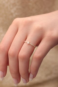 "14k & 18k Baguette Diamond Band / Half Eternity Baguette Diamond Ring / Gold Diamond Minimalist Ring Available in Gold,Rose Gold,White Gold ❥ ITEM DETAILS ---> Gold Color of Choice : Yellow Gold, Rose Gold, White Gold ---> Material : 14k ( 585 ) or 18k ( 750 ) Real Gold. It is Not Gold Filled or Gold Plated ---> Made to order ---> Band Thickness : 1.25 mm ---> Band Width : 1.20 mm ---> Clarity : H color VS/SI ---> Diamond Cut: Round & Baguette ---> Number of Ston Minimalist Baguette Cut Diamond Ring With Rose Cut, Delicate 14k Gold Baguette Cut Ring, Everyday Rose Gold Jewelry With Baguette Diamonds, Dainty 14k Gold Diamond Ring With Baguette Diamonds, Dainty Emerald Cut Diamond Ring With Baguette Diamonds, Dainty Emerald Cut Diamond Ring In Rose Gold, Dainty Emerald-cut Rose Gold Diamond Ring, Dainty Emerald Cut Rose Gold Diamond Ring, Dainty Rose Gold Emerald-cut Diamond Ring