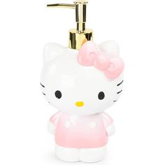 a hello kitty soap dispenser with a pink bow on it's head