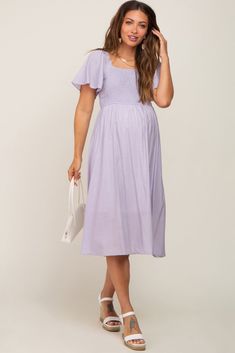 Lavender Smocked Square Neck Flutter Short Sleeve Maternity Midi Dress– PinkBlush Maternity Dress With Smocked Bodice And Square Neck, Maternity Square Neck Dress For Spring, Short Sleeve Maternity Dress With Smocked Bodice, Spring Maternity Dress With Smocked Bodice And Short Sleeves, Summer Maternity Midi Dress With Smocked Back, Spring Maternity Dress With Square Neck, Fitted Maternity Dress With Smocked Back, Daywear Flutter Sleeve Midi Dress With Smocked Bodice, Daywear Smocked Flutter Sleeve Dress With Ruched Detail