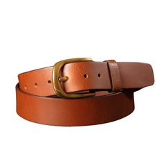 Handmade in our Toronto studio, Liora is a beautiful, tan full-grain leather belt that features a gold, rounded buckle. It can be worn as a waist belt around a dress or a regular belt around some high rise jeans. Crafted with meticulous attention to detail, Liora’s tan leather ages gracefully, developing a unique patina over time. The name "Liora" means light and indeed this belt shines bright as the centrepiece of any outfit. One solid piece of full grain leather. No bonded belts, period. This Gold Belt With Brass Buckle For Work, Brown Belt With Brass Buckle For Work, Brown Workwear Belt With Brass Buckle, Formal Brown Belt With Brass Buckle, Formal Brown Belts And Suspenders With Brass Buckle, Brown Belt Buckles For Workwear, Chic Leather Belt With Brass Buckle, Gold Leather Belts And Suspenders With Removable Belt, Classic Brown Belt With Brass Buckle