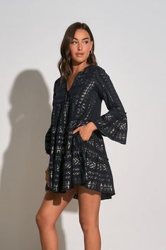 Clara Dress – Shop Elan Denim Dress Fall, Jumpsuit Coverup, Fall Bottoms, Jumpsuit Fall, Gold Arrow, Angel Sleeves, Best Summer Dresses, Arrow Print, Cardigan Sweater Dress