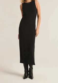 Raewyn Ribbed Dress – Osprey Lane Classic Ribbed Midi Dress, Sleek Ribbed Midi Dress, Ribbed Bodycon Dress For Date Night, Ribbed Maxi Length Bodycon Dress, Chic Ribbed Maxi Dress, Ribbed Maxi Dress For Work, Chic Ribbed Bodycon Midi Dress, Casual Ribbed Bodycon Dress For Work, Elegant Ribbed Maxi Dress For Date Night