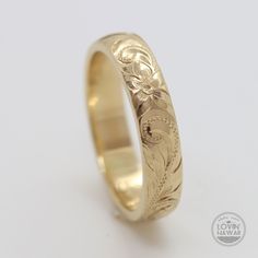 Gold Hawaiian Rings Soup Wedding, Wedding Bands Engraved, Engraved Wedding Bands, Hawaiian Wedding Rings, Hawaiian Heirloom Jewelry, Unique Promise Rings, Gold Wedding Bands, Hawaii Jewelry, Wedding Band Engraving