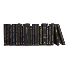 a row of black books sitting on top of each other