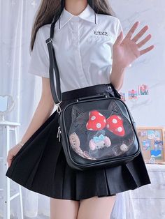 This price is for an ita bag, an ita bag net insert, and 2 detachable shoulder straps only.   	 		 			Size 			Free Size 		 		 			Length 			24 		 		 			Height 			23 		 		 			Depth 			7 		 		 			Shoulder Strap Length 			126 Cute Black Shoulder Bag With Detachable Strap, Cute Portable Black Shoulder Bag, Cute Black Handheld Shoulder Bag, Cute Handheld Black Shoulder Bag, Cute Black Satchel With Adjustable Strap, Black Satchel Backpack With Detachable Handle, Black Satchel With Detachable Handle Backpack Shape, Black Backpack With Detachable Handle, Black Shoulder Bag With Detachable Handle For School