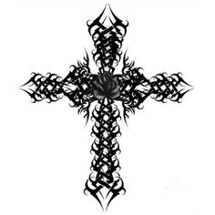 a black and white drawing of a cross