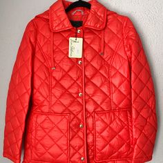 Short Quilted Coat Features A Hood And Patch Pockets For Functional Warmth And Style. Spread Collar With Attached Hood And Drawstrings. Long Sleeves. Button Front Closure. Patch Pockets. Quilted Construction Quilted Coat, Sam Edelman, Patch Pocket, Jackets & Coats, Jackets For Women, Brand New, Long Sleeve, Red, Women Shopping