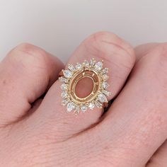 This Art Deco 14K gold ring semi mount features a oval shape basket with a mixed diamond halo. An avant garde statement ring design perfect for an eye catching engagement or anniversary. This ring also makes a beautiful birthstone ring for your loved ones. Available in multiple colors of 14K Gold: Yellow, White and Rose. Two Tone options are available as well. The occasions to show off this ring are endless - mother's day, graduation, wedding, birthday, date night, Christmas, etc. :) It comforta Oval Shape Ring, Halo Ring Setting, Designer Silver Jewellery, Night Christmas, Diamond Halo Ring, Jewelry Appraisal, Jewelry Showcases, Ring Setting, Halo Diamond Ring