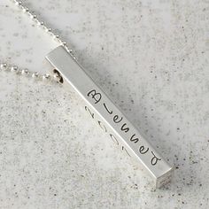 Personalized Necklace  4 four sided Bar  hand by divinestampings Double Horn Necklace, Simple Silver Jewelry, Metal Stamped Jewelry, Silver Jewelry Box, Horn Necklace, Fine Silver Jewelry, Stamping Ideas, Elegant Necklace, Hand Stamped Jewelry