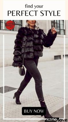 Layer O Neck Faux Fur Coat