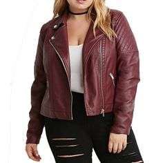 Lightweight Plus Size Womens Genuine Leather Jacket | Chubby Women Red Jacket for sale Birthday Outfit Plus Size, Plus Size Leather Jacket, Leather Jacket Outfit, Birthday Outfit For Women, Look Plus Size, Leather Jacket Outfits, Faux Leather Moto Jacket, Jacket Outfit, Stylish Plus