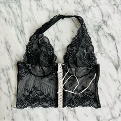 No Size Listed But Fit Xs-S. Brand New Without Tag. Never Worn. Halter Tops, Lace Lingerie, Black & White, Halter Top, Women's Intimates, Slip On, Lingerie, Black White, Brand New