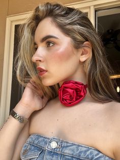 Looking for an elegant and romantic accessory to complete your outfit? Our handmade red satin rose choker is the perfect choice! 🖤 Crafted with high-quality satin ribbon and a beautiful red satin rose, this choker necklace adds a touch of sophistication to any look. The size is regular and it comes with an adjustable ribbon, so it can fit comfortably around any neck. The satin rose choker is perfect for any special occasion, such as weddings, proms, or even date nights. It also makes an excellent gift for her. Surprise your girlfriend, mother, daughter, or sister with this beautiful and unique choker. I take pride in my handmade creations and am happy to accommodate custom requests. If you have a specific color or design, please don't hesitate to message me, and I will do my best to creat Elegant Party Choker For Valentine's Day, Elegant Red Choker For Valentine's Day, Adjustable Rose Choker For Parties, Elegant Rose Choker For Party, Elegant Rose Colored Party Choker, Unique Choker, Choker Necklace Handmade, Surprise Your Girlfriend, Rose Choker