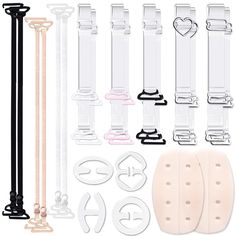 PRICES MAY VARY. Package including 16pcs invisible bra straps(Transparent/White/Black/Beige), 4pcs bra strap clips(Transparent) and 2pcs silicone bra strap cushion holder (Beige). These bra straps are made of nylon and TPU material, soft and comfortable to wear for extended periods, not easy to change color. Invisible bra straps have 4 widths of 0.5 cm, 1.0 cm,1.5 cm, and 1.8 cm. You can choose according to your needs and your outfit. Bra strap clips connect your bra straps from the back, to kee Diy Bra Straps, Clear Bra Straps, Invisible Bra Straps, Bra Strap Clip, Hide Bra Straps, Clear Strap Bra, Bead Bra, Diy Bra, Silicone Bra