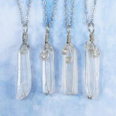 Clear Raw Quartz Point Necklace / Stainless Steel Wire Wrapped Pendant / Raw Crystal Necklace / Boho Clear Quartz Properties, Wrapped Stones, Aqua Aura Quartz, Raw Quartz Crystal, Raw Crystal Necklace, Raw Quartz, Wire Wrapping Stones, Jewellery Ideas, Jewelry Wire