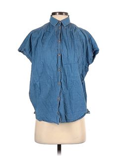 Madewell Short Sleeve Button Down Shirt Size: 2X-Small Tops - used. 100% COTTON | Madewell Short Sleeve Button Down Shirt: Blue Tops - Size 2X-Small Washed Blue Tops With Relaxed Fit, Casual Button-up Blouse In Medium Wash, Collared Tops With Button Closure In Medium Wash, Casual Medium Wash Button-up Blouse, Relaxed Fit Medium Wash Button-up Blouse, Casual Medium Wash Blouse With Button Closure, Casual Blouse With Button Closure In Medium Wash, Medium Wash Button-up Top For Summer, Washed Blue Cotton Blouse With Button Closure