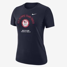 There's only one way to make it to the biggest stage in running. Get out there and make your move in this sweat-wicking tee. Nike Dri-fit T-shirt For Running, Nike Athletic Fit Sports T-shirt, Dri-fit T-shirt For Sports Events, Dri-fit Crew Neck T-shirt For Sportswear, Sporty Team Name T-shirt For Workout, Nike Moisture-wicking Sportswear T-shirt, Nike Team Name Tops For Team Events, Nike Tops With Team Name For Team Events, Sports Season Dri-fit Graphic T-shirt