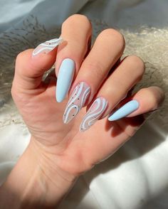 Purple Nail, Ongles Baby Blue, Unghie Nail Art, Baby Blue Nails