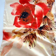 Beautiful and luxury mulberry silk scarf with handrolled edges. The scarf features red gorgeous flowers on a blush pink background. The flowers looks like poppy flowers, but they may be roses and peonies in full blossom. The scarf is excellent to use for any special occasion like wedding, engagement and any other celebration. It will make an excellent gift for a Valentine's Day, Lunar New Year, birthday, etc. The scarf is in excellent/mint condition and it comes in a gift wrap and with a 'Thank you' card. For more scarves in my store visit: https://www.etsy.com/ca/shop/NostalgicByLiliya?ref=seller-platform-mcnav&section_id=25031148 For other items visit: https://nostalgicbyliliya.etsy.com Luxury Red Silk Scarf For Spring, Jacket Accessories, Pink Bohemian Silk Shawl Scarf, Red Floral Print Silk Shawl, Pink Silk Scarf, Red Floral Print Silk Scarf, Pink One-size Silk Shawl Scarf, Poppy Flowers, Dress Jacket