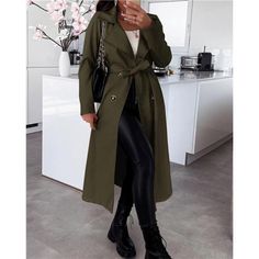 The Trench Coat Is Made Of 97% Polyester And 3% Elastane Knit Fabric. Not Waterproof, No Lining. It's A Lightweight And Soft Coat For Your Spring Fall Wardrobe. In Addition, It Might Be A Little Wrinkled Due To Long Shipping, Please Iron It At Low, If Necessary. S=Us 4-6, M=Us 8-10, L=Us 12-14, Xl=Us 16-18, Xxl=Us 20. Discover Our Fashionable Collection Of Trench Coats For Women, Including This Lightweight Classic Long Double-Breasted Trench Coat. Crafted From A Soft Fabric, This Trench Coat Wom Long Green Trench Coat Outfit, Coats For Women 2024, Long Green Coat Outfit, Non-stretch Brown Outerwear For Spring, Green Long Coat Outfit, Casual Fitted Belted Outerwear, Fitted Olive Outerwear, Casual Khaki Belted Outerwear, Chic Fitted Olive Outerwear