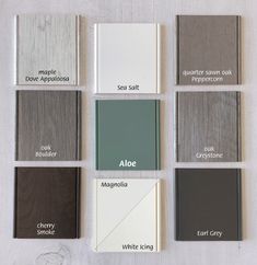 the different shades of paint that are used for kitchen cabinets and doors in various colors