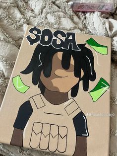 a painting of a man with dreadlocks on his head and the words sasa above him